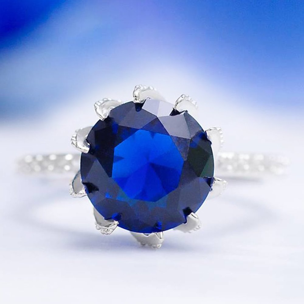 Blue Sapphire Gemstone ring, size 7, 925 Sterling Silver Charmed Aroma